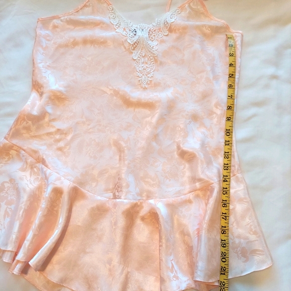 Saks Fifth Avenue Vintage Nightie Babydoll Chimese Lace Trim Flirty L Peach - Picture 8 of 10